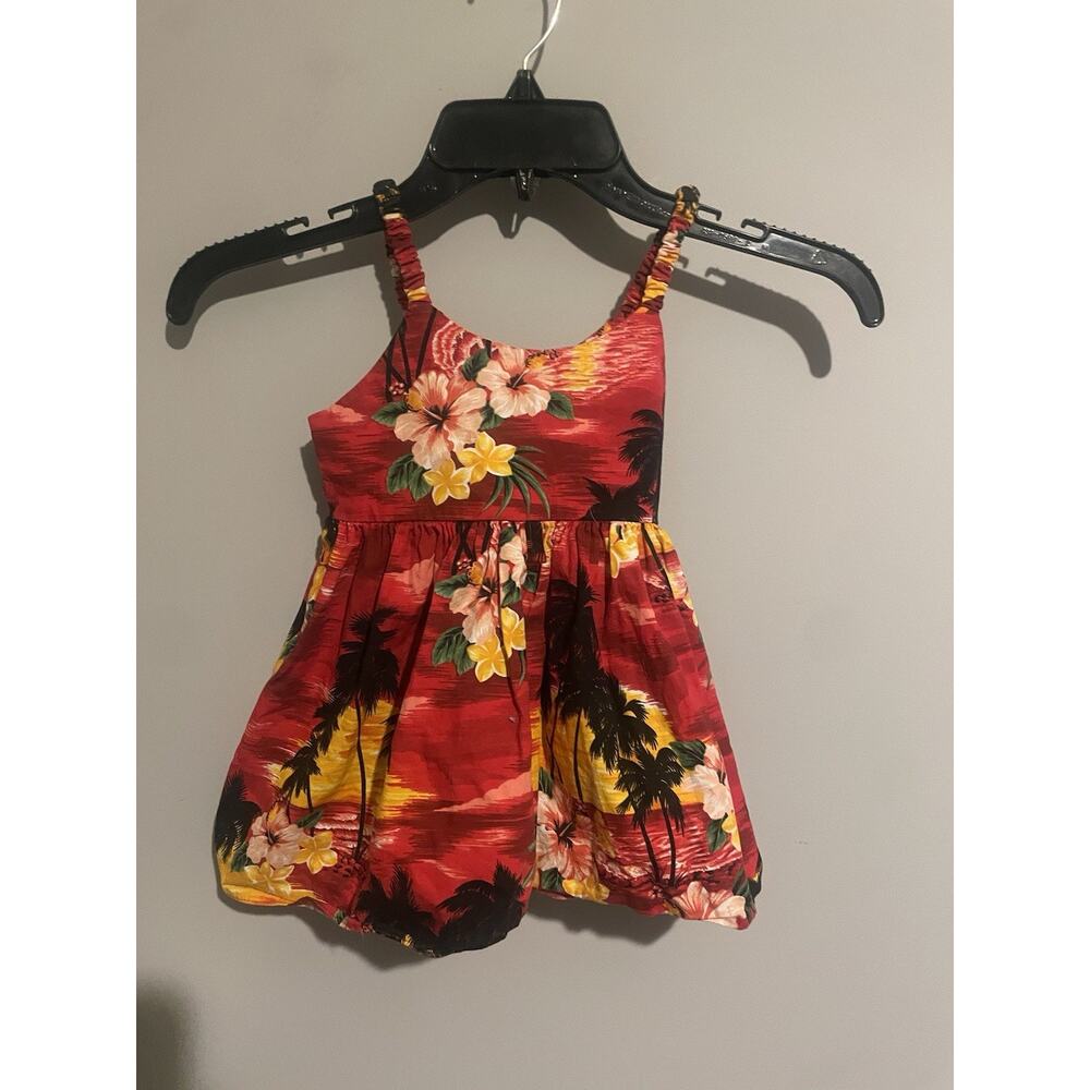 Toddler Pacific Legend Hawaiian Luau Dress SZ‎ 1-2 Palm Trees Floral Dress
